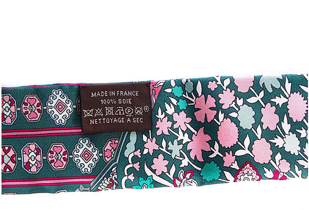 Hermes Pink & Green Gold Slide Twilly