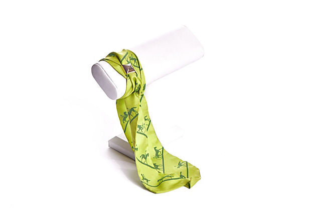 Hermes Lime Green Horses Twilly Scarf