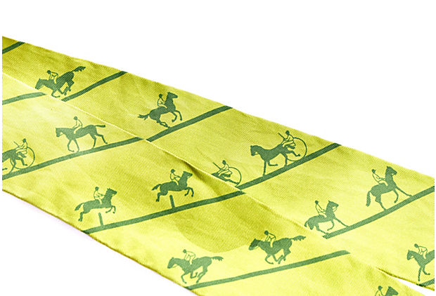 Hermes Lime Green Horses Twilly Scarf