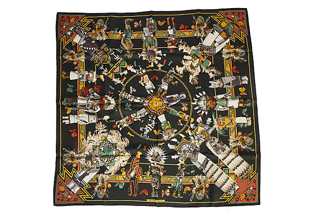 Hermes Kachinas by Oliver Silk Scarf