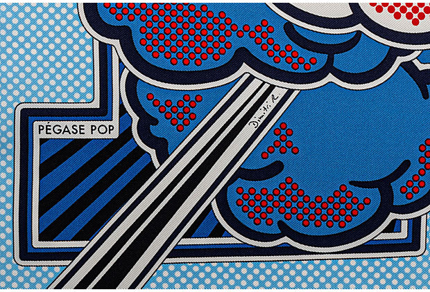 Hermes Pegase Silk Gavroche Scarf Blue