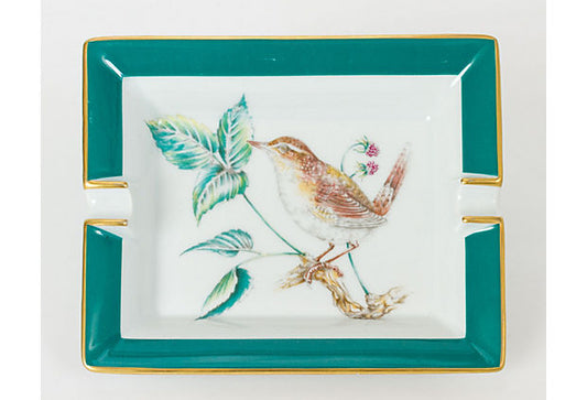 Hermes Porcelain Green Birds Ashtray