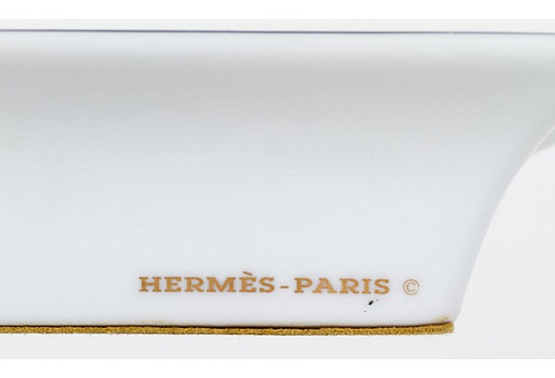 Hermes Porcelain Green Birds Ashtray