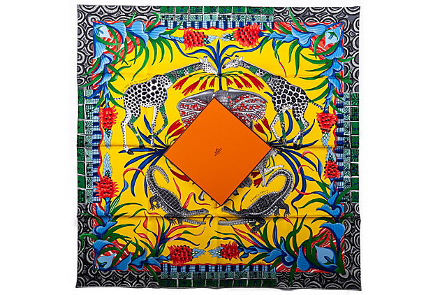 Hermes BN Savannah Animals Silk Scarf