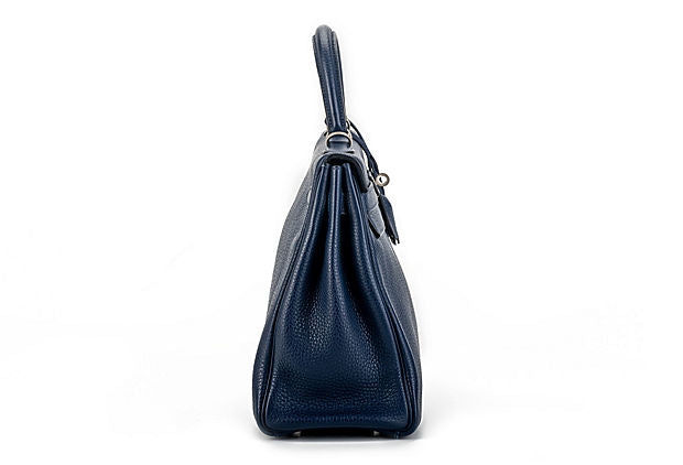 Hermes Kelly 32 Blue Nuit Clemence Satin