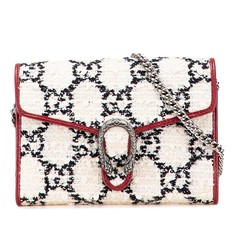 Gucci Dionysus GG Tweed Leather Chain Shoulder Bag