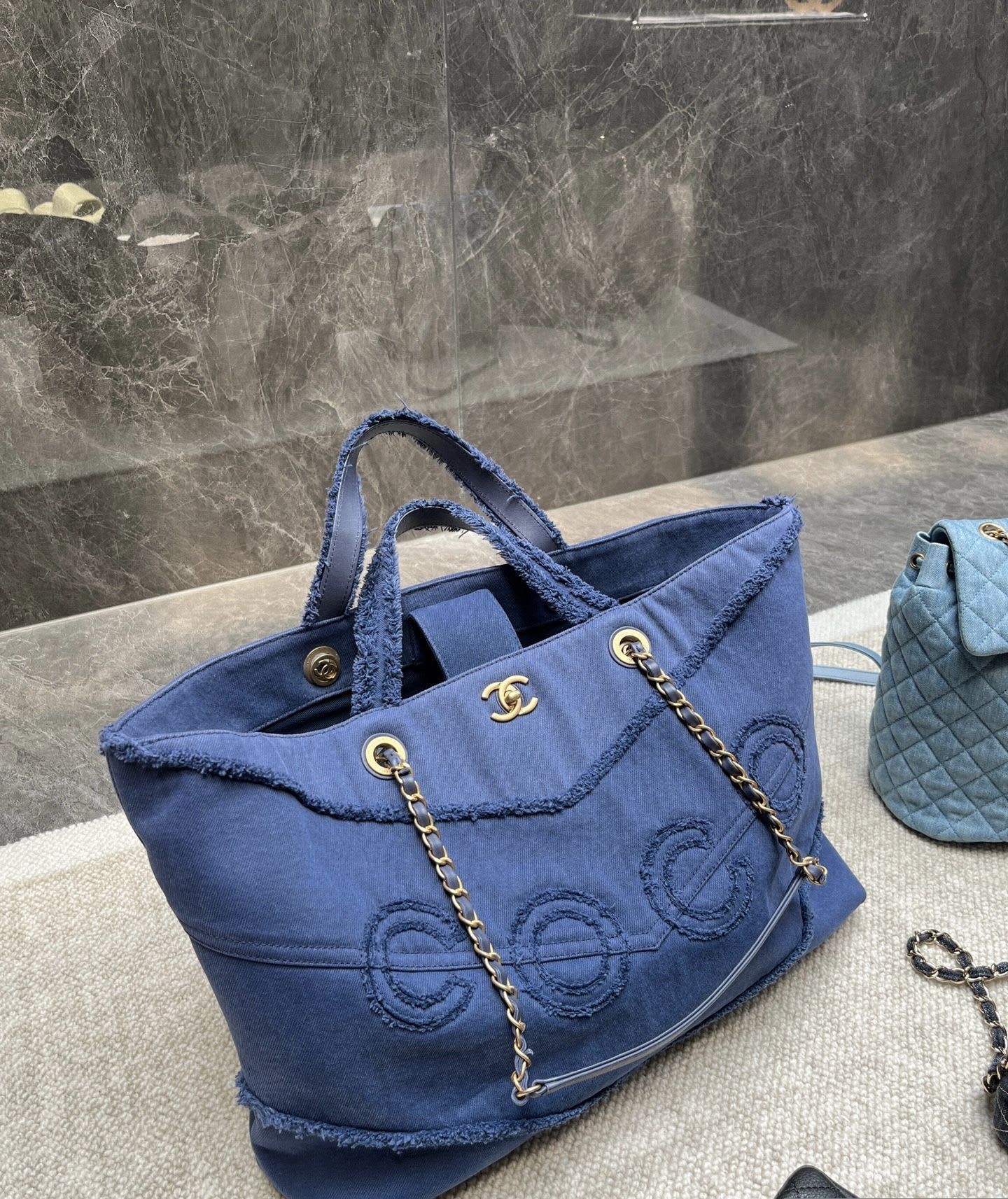 Chanel denim coco beach bag