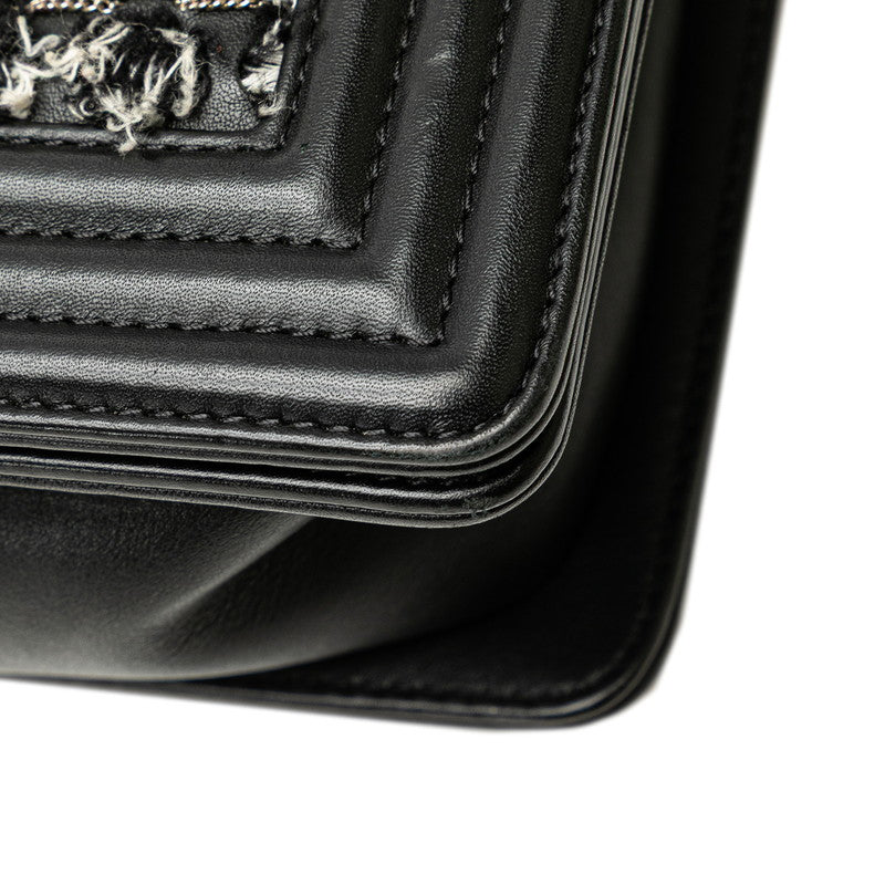 Chanel Boy Chanel Leather Tweed Shoulder Bag Classic Flap