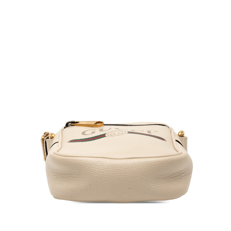 Gucci Logo Print Leather Shoulder Bag