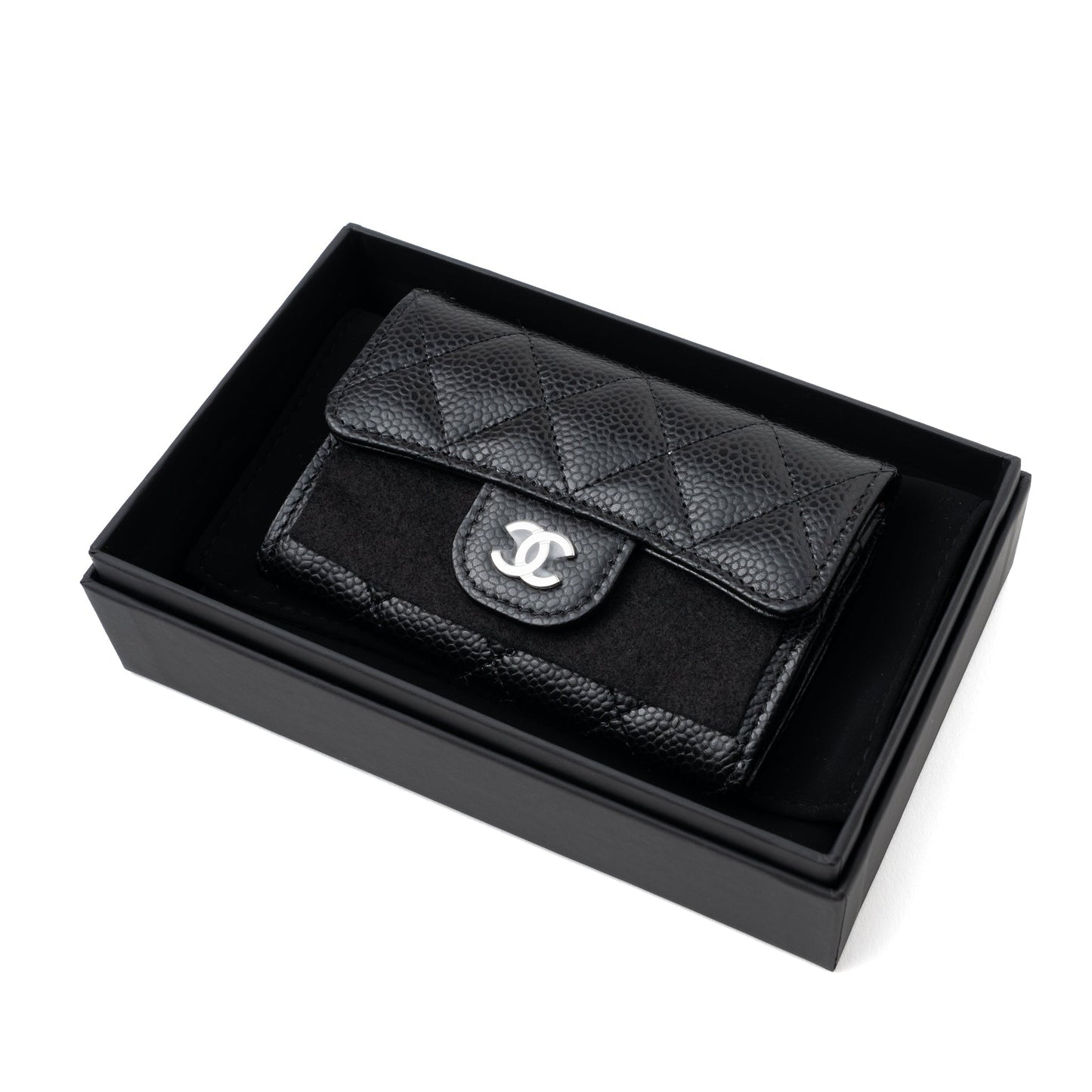 Chanel Classic Flap Card Holder Caviar Black  (Hologram)