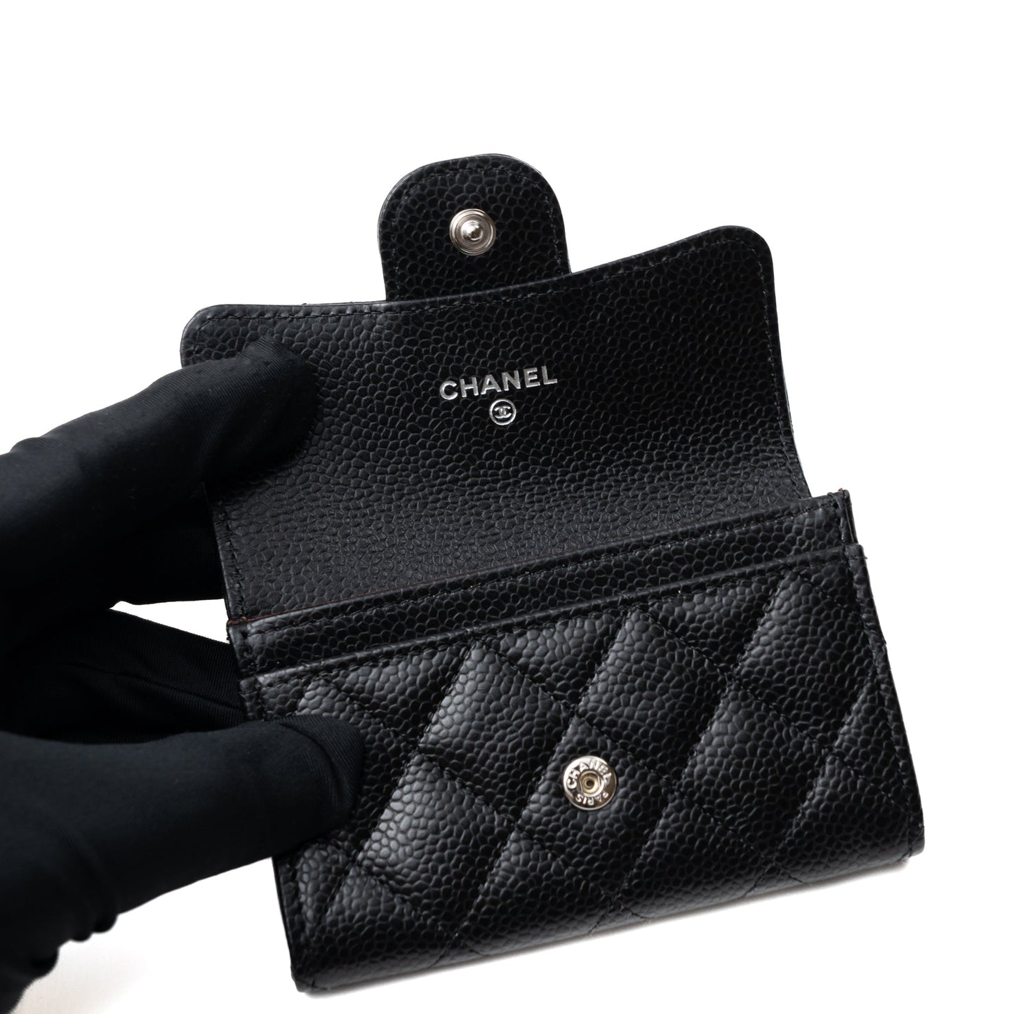 Chanel Classic Flap Card Holder Caviar Black  (Hologram)