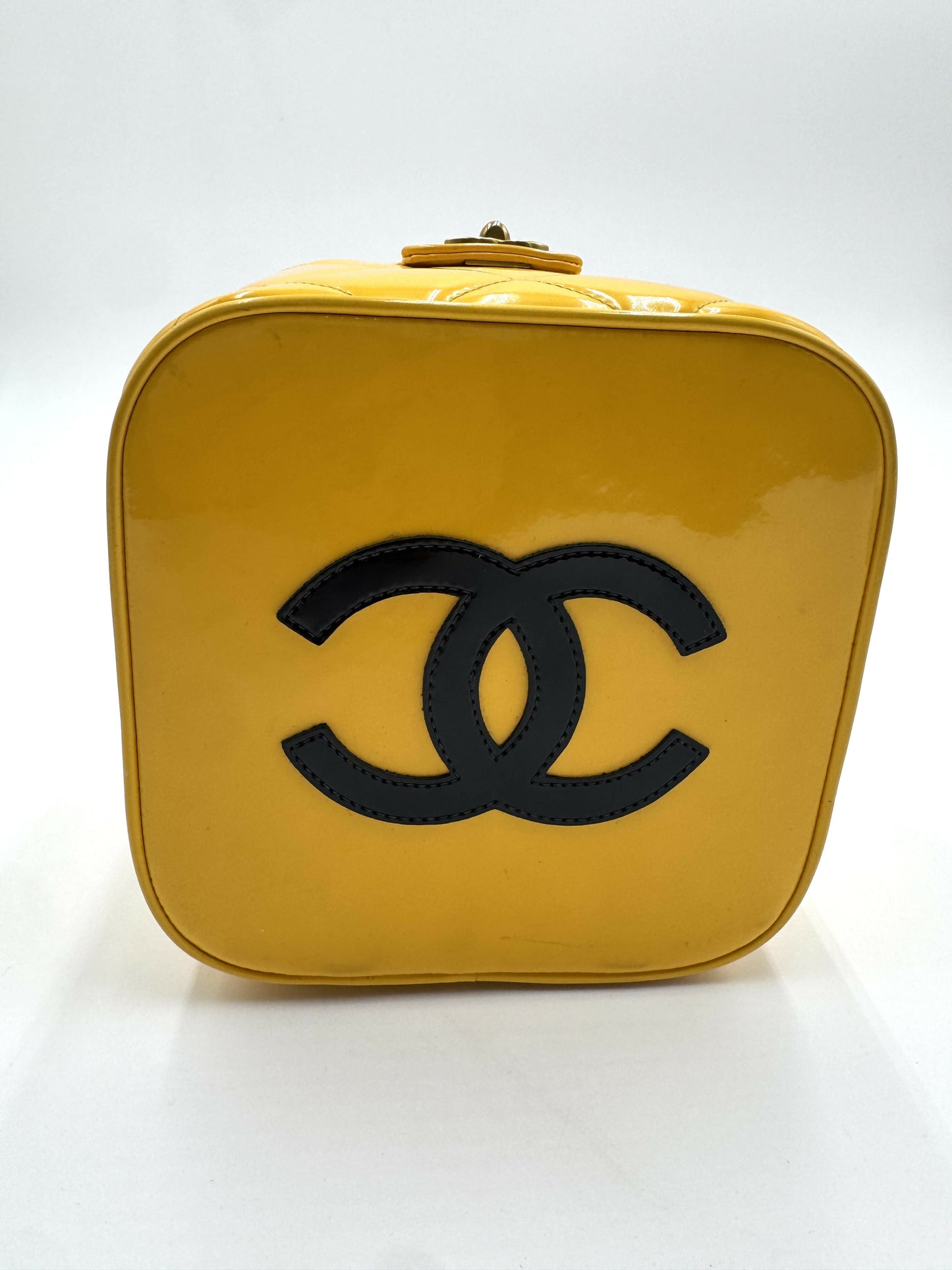 Chanel 1995  Barbie Yellow Heart-Mirror Vanity Case Bag