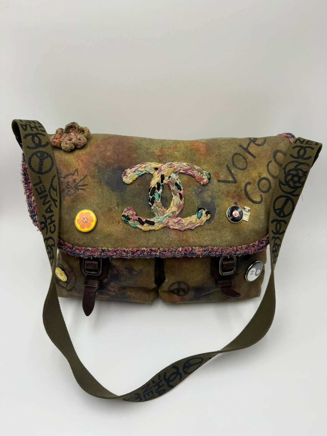 Chanel Graffiti Canvas Messenger Bag  Large Size