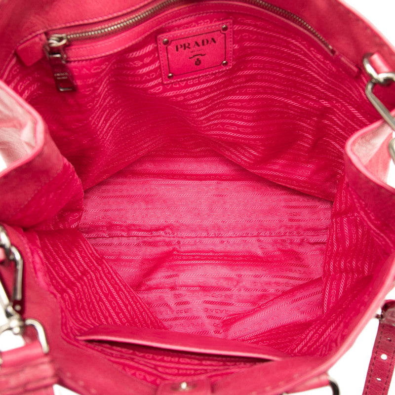 Prada Triangle Logo Plate Leather 2way Bag