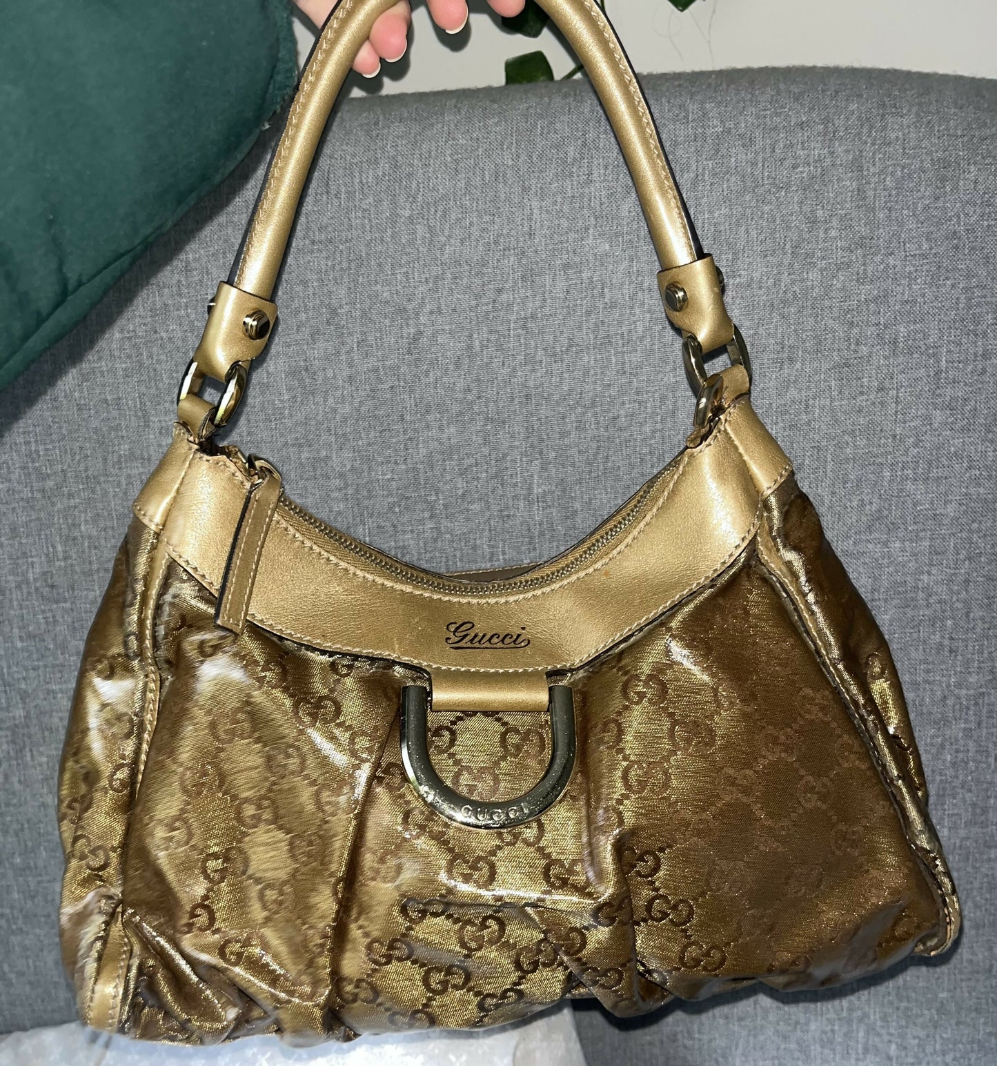 Gucci Gold D-Ring Scrunch Bag