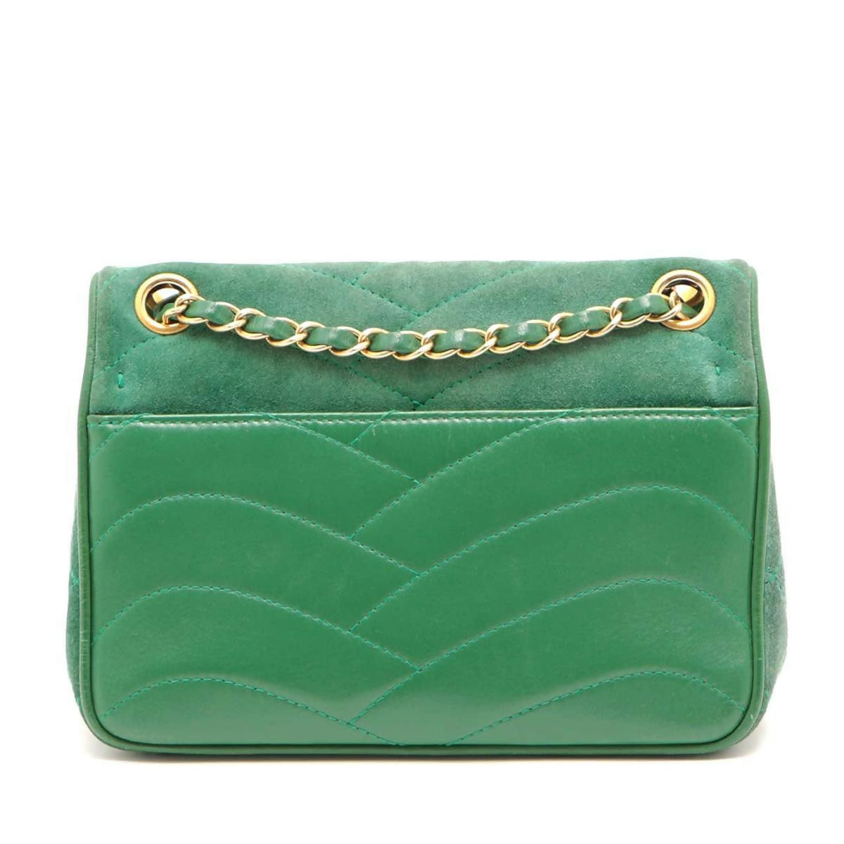 Chanel  Green Small Suede and Lambskin Pagoda Flap Bag