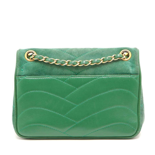 Chanel  Green Small Suede and Lambskin Pagoda Flap Bag