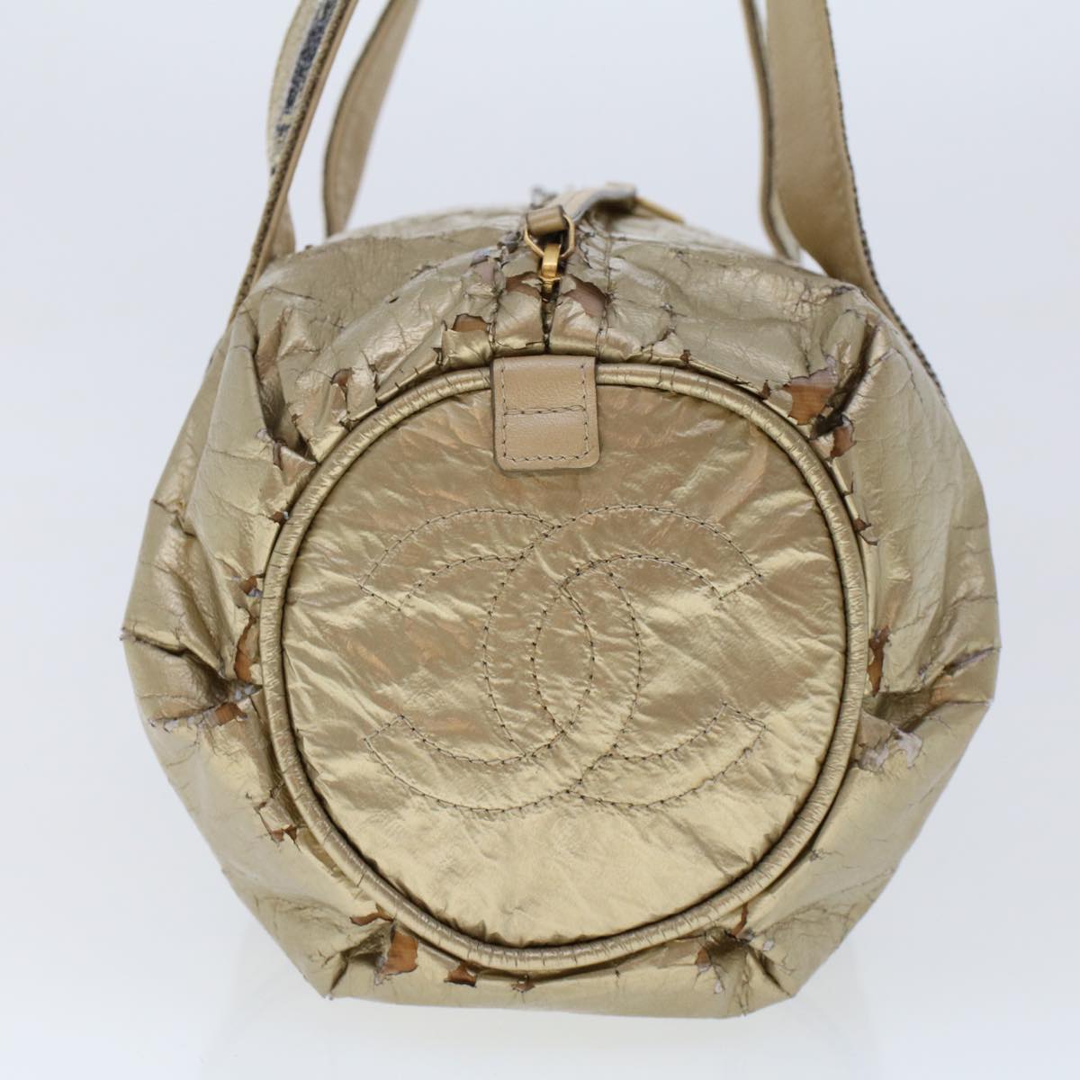 CHANEL Boston Bag Patent leather Gold Tone CC  yb278