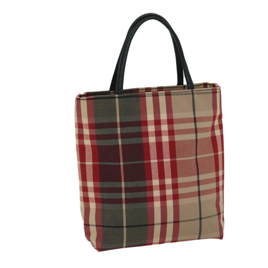 Luxury Burberry Nova Check Hand Bag Canvas Red Auth yb523