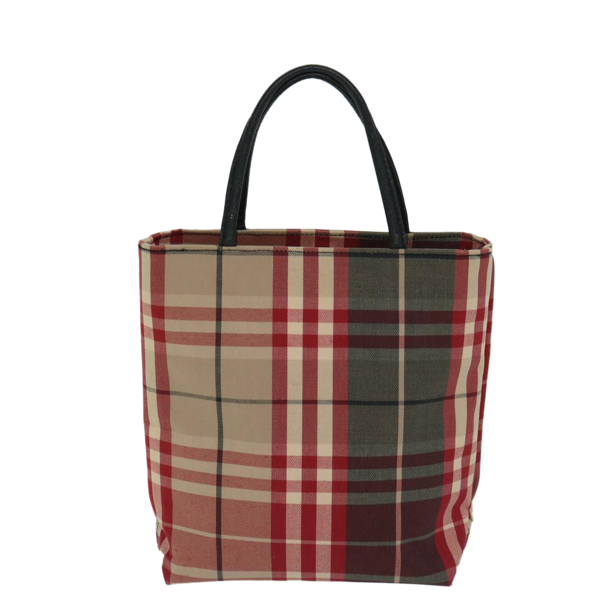 Luxury Burberry Nova Check Hand Bag Canvas Red Auth yb523