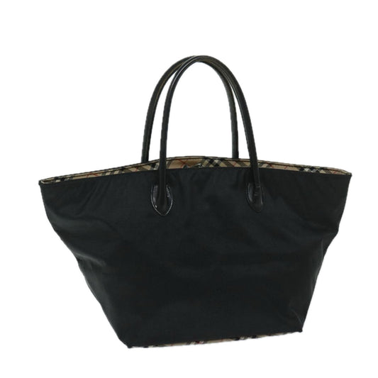 Luxury BurberrySs Blue Label Hand Bag Nylon Black Auth yb538