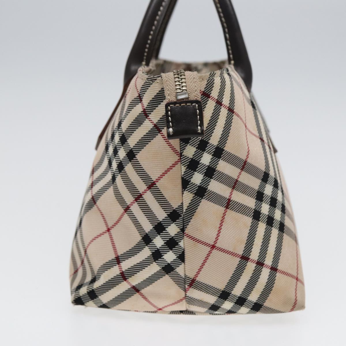 Luxury BurberrySs Nova Check Hand Bag Canvas Beige Auth yb587