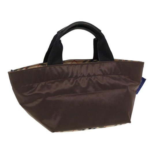 Luxury BurberrySs Nova Check Blue Label Hand Bag Canvas Brown Auth yb594