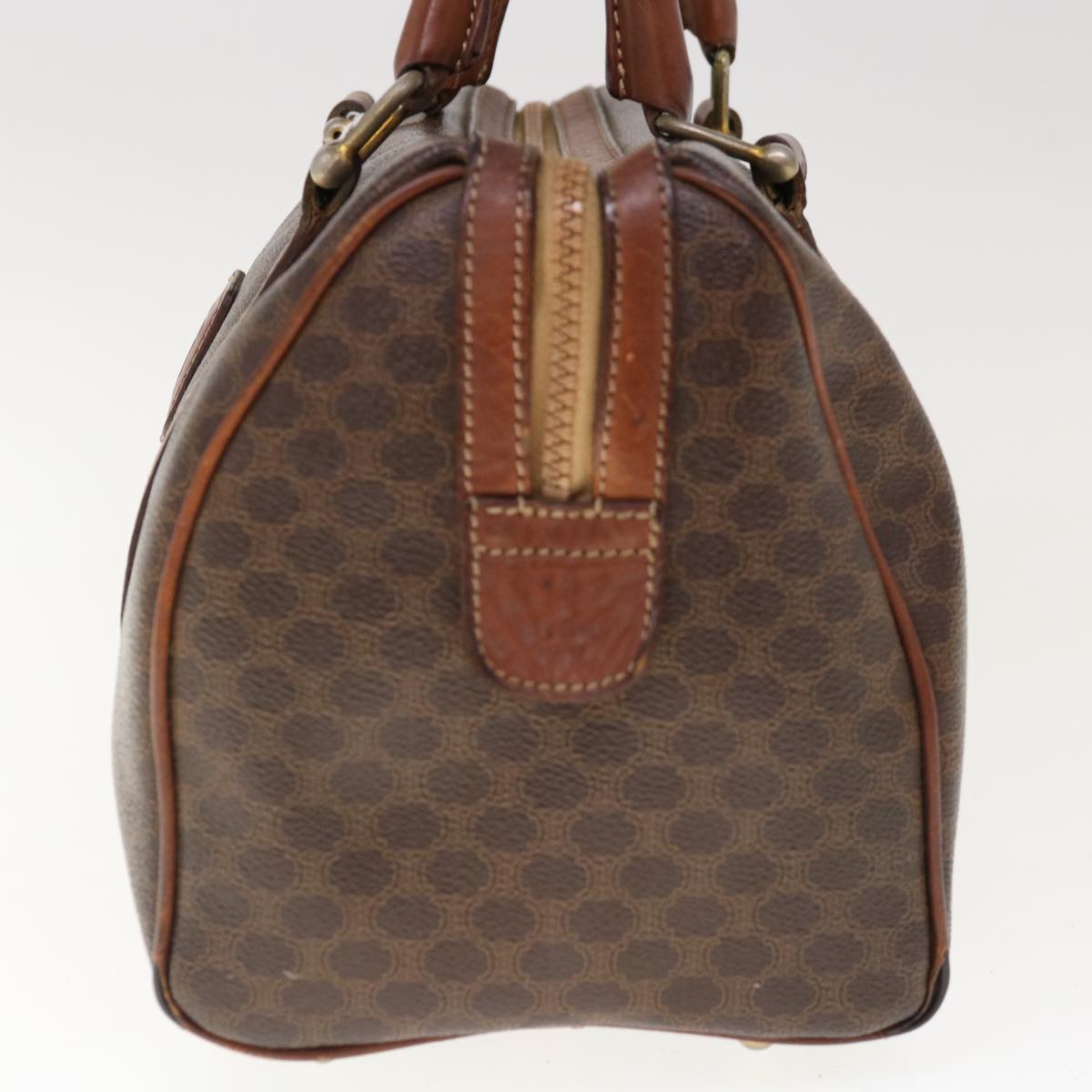 Luxury CELINE Macadam Canvas Boston Bag PVC Brown 10309