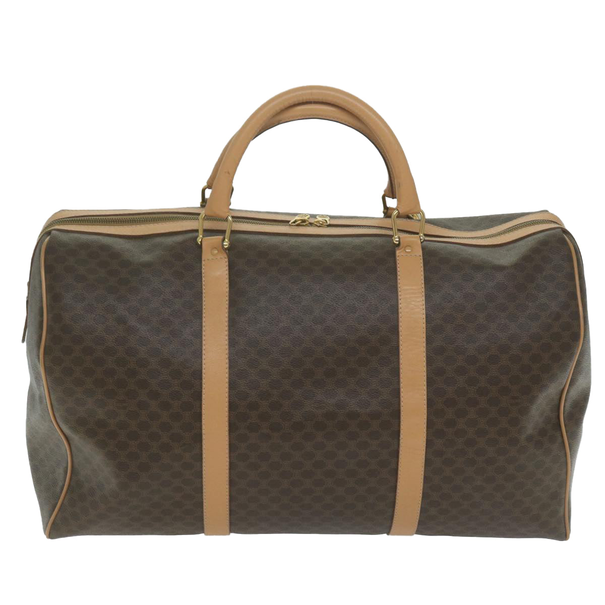 Luxury CELINE Macadam Canvas Boston Bag PVC Brown 10316