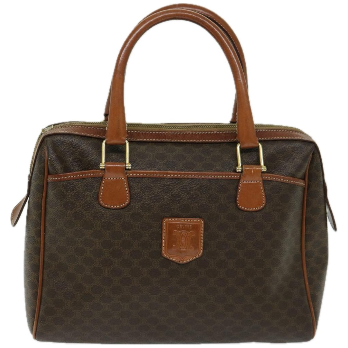Luxury CELINE Macadam Canvas Hand Bag PVC Brown 10689