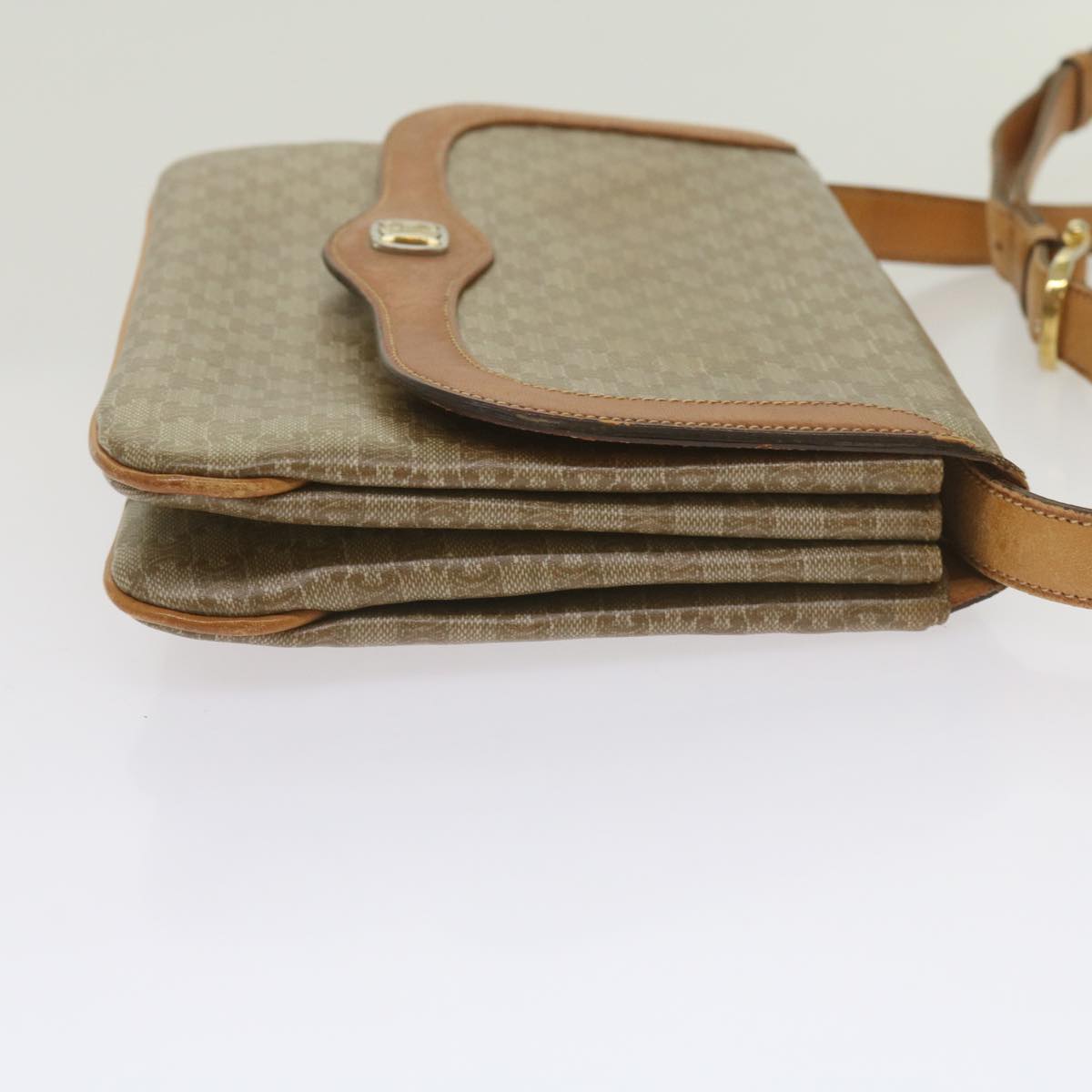 Luxury CELINE Macadam Canvas Shoulder Bag Beige 10893