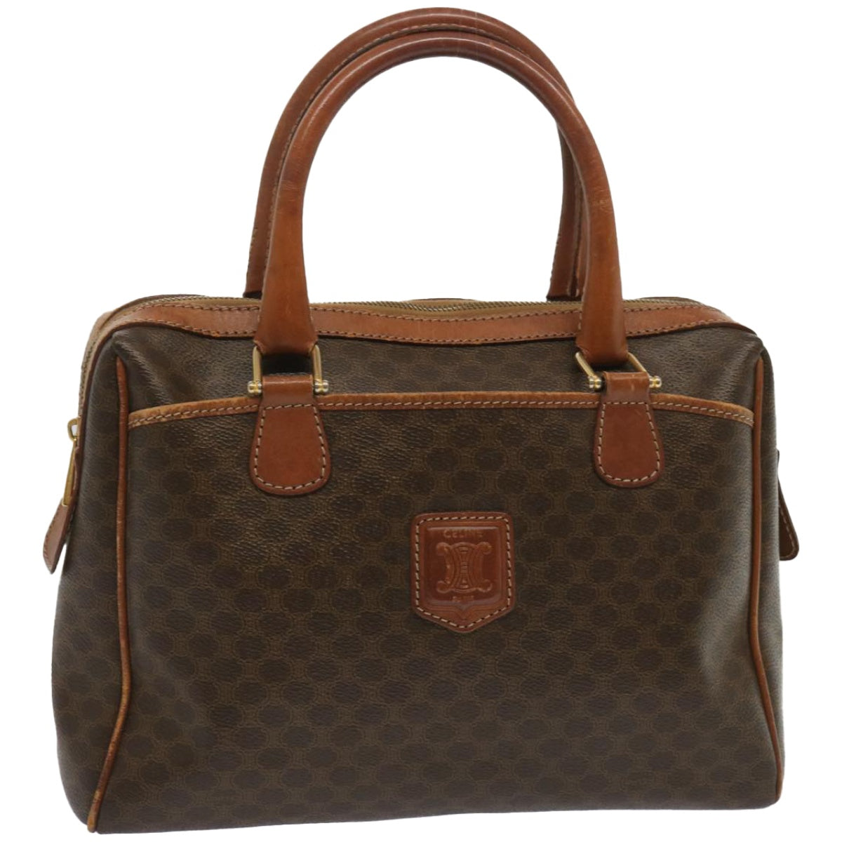 Luxury CELINE Macadam Canvas Hand Bag PVC Brown 10896