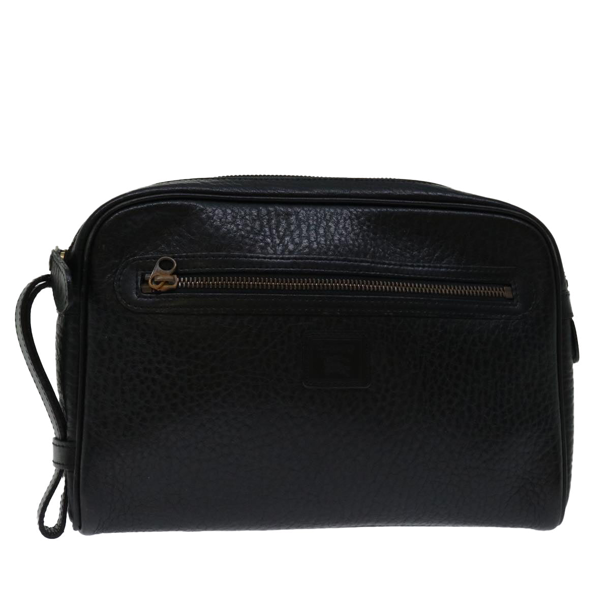 Luxury BurberrySs Clutch Bag Leather Black Auth yk11126
