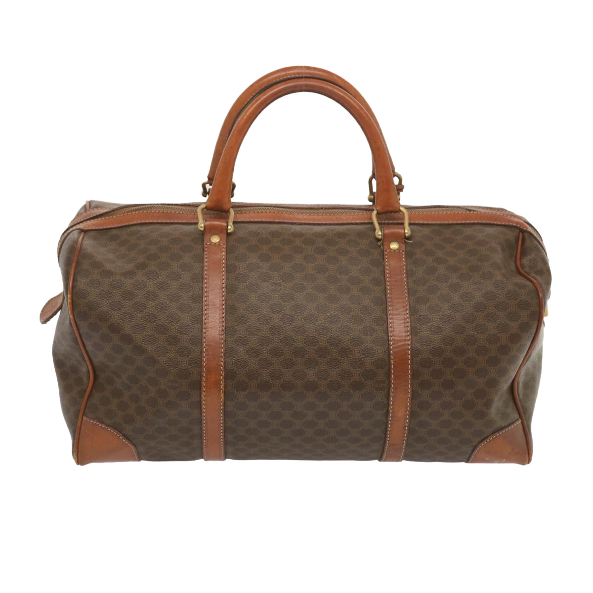 Luxury CELINE Macadam Canvas Boston Bag PVC Brown 11130