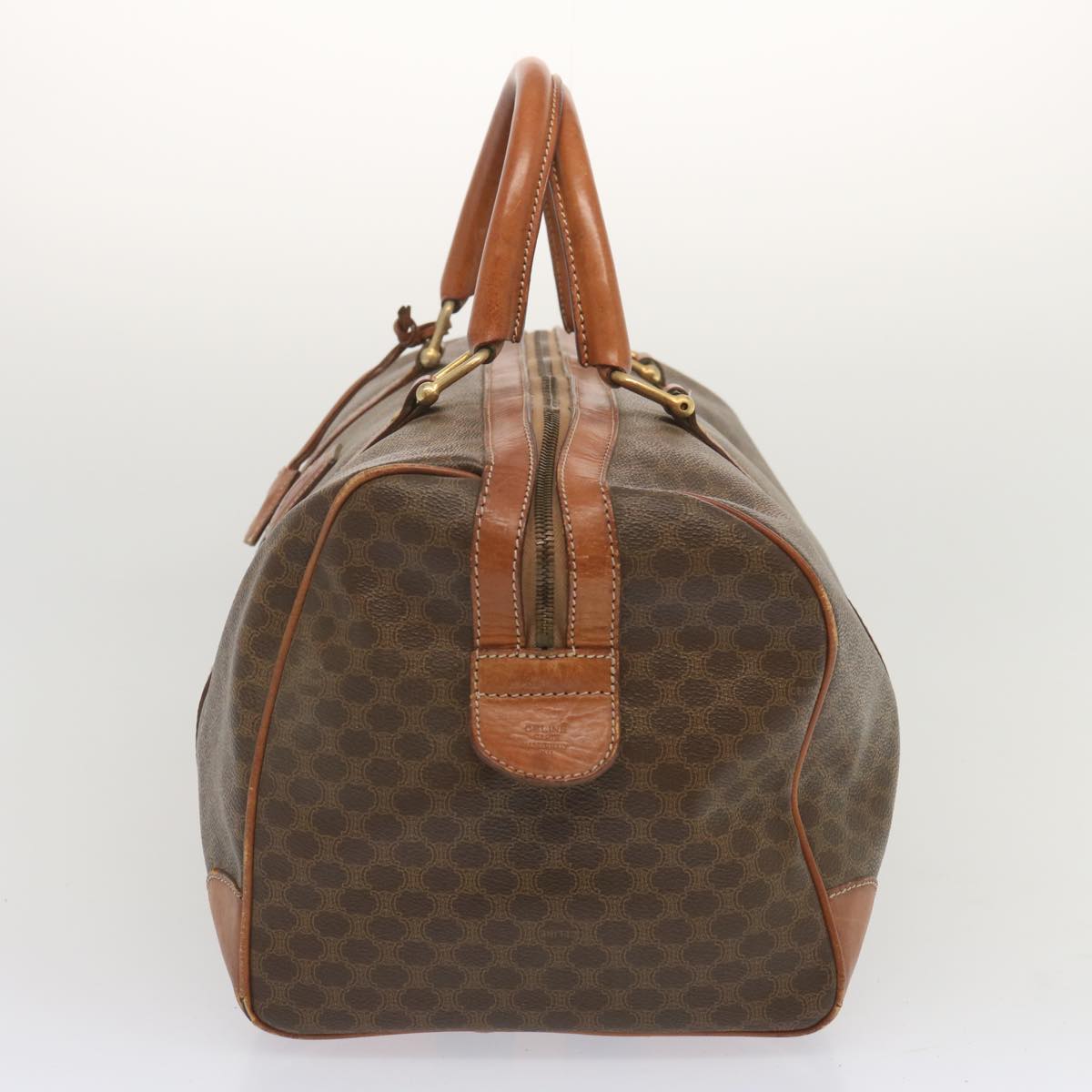 Luxury CELINE Macadam Canvas Boston Bag PVC Brown 11130