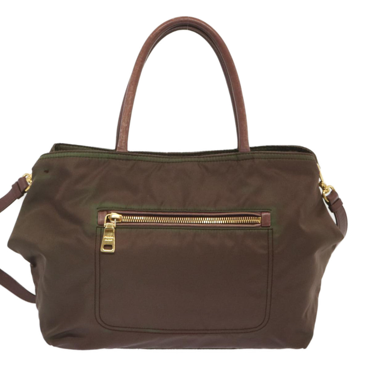 PRADA Hand Bag Nylon 2way Brown Auth yk11190