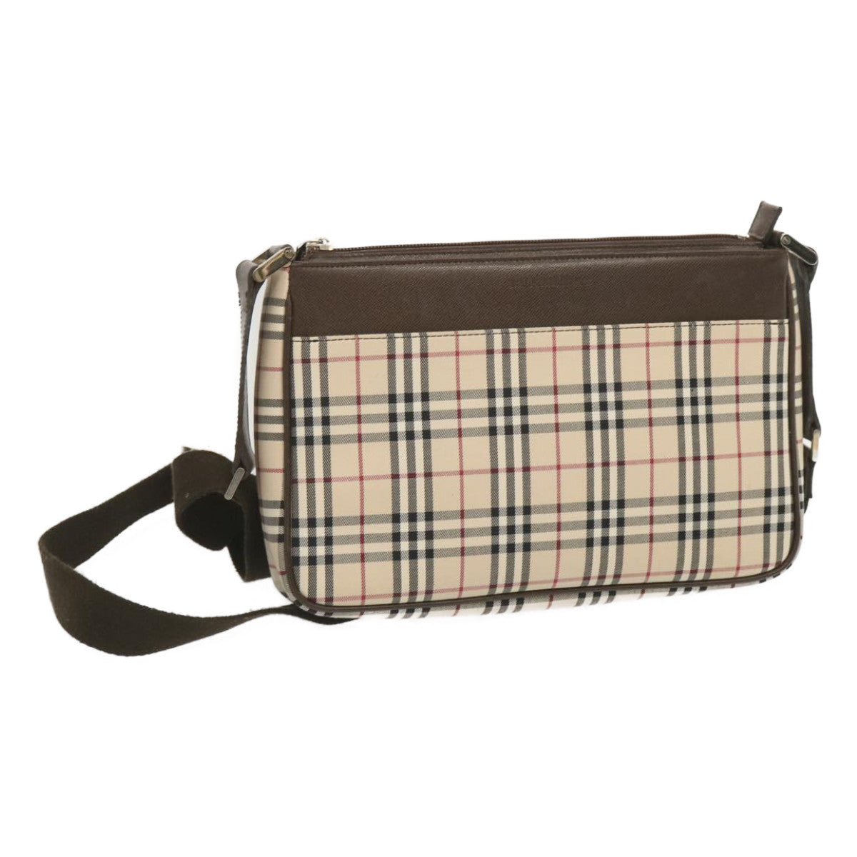 Luxury Burberry Nova Check Shoulder Bag Canvas Beige Auth yk11223