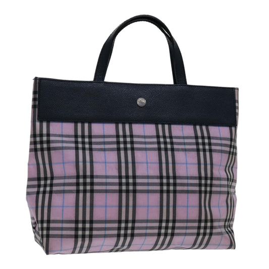 Luxury Burberry Nova Check Hand Bag Nylon Pink Auth yk11387