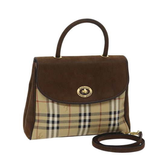 Luxury BurberrySs Nova Check Hand Bag PVC 2way Brown Auth yk11758