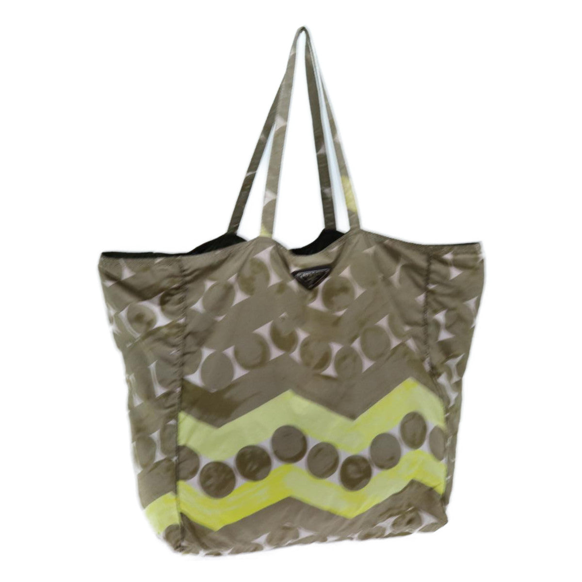 PRADA Tote Bag Nylon Beige Auth yk11926