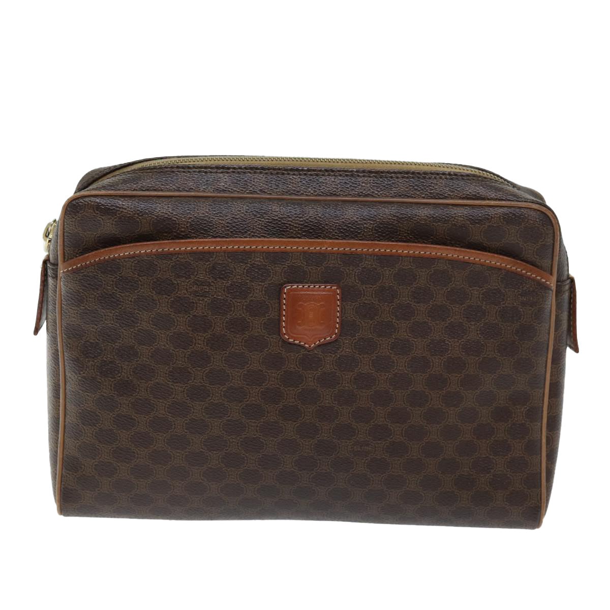 Luxury CELINE Macadam Canvas Clutch Bag PVC Brown 12150