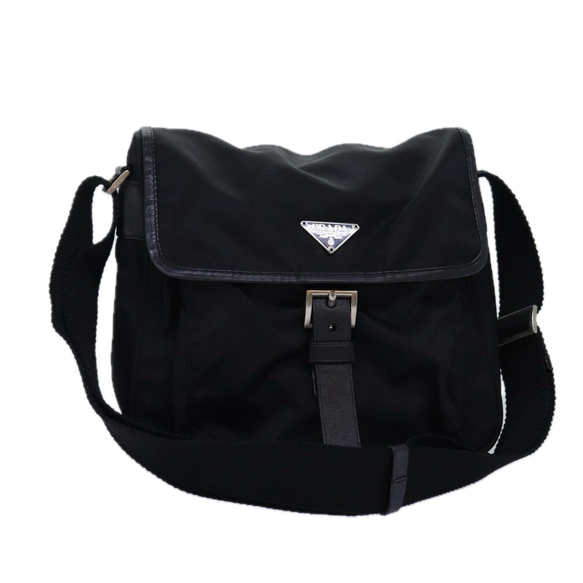 PRADA Shoulder Bag Nylon Black Auth yk12365