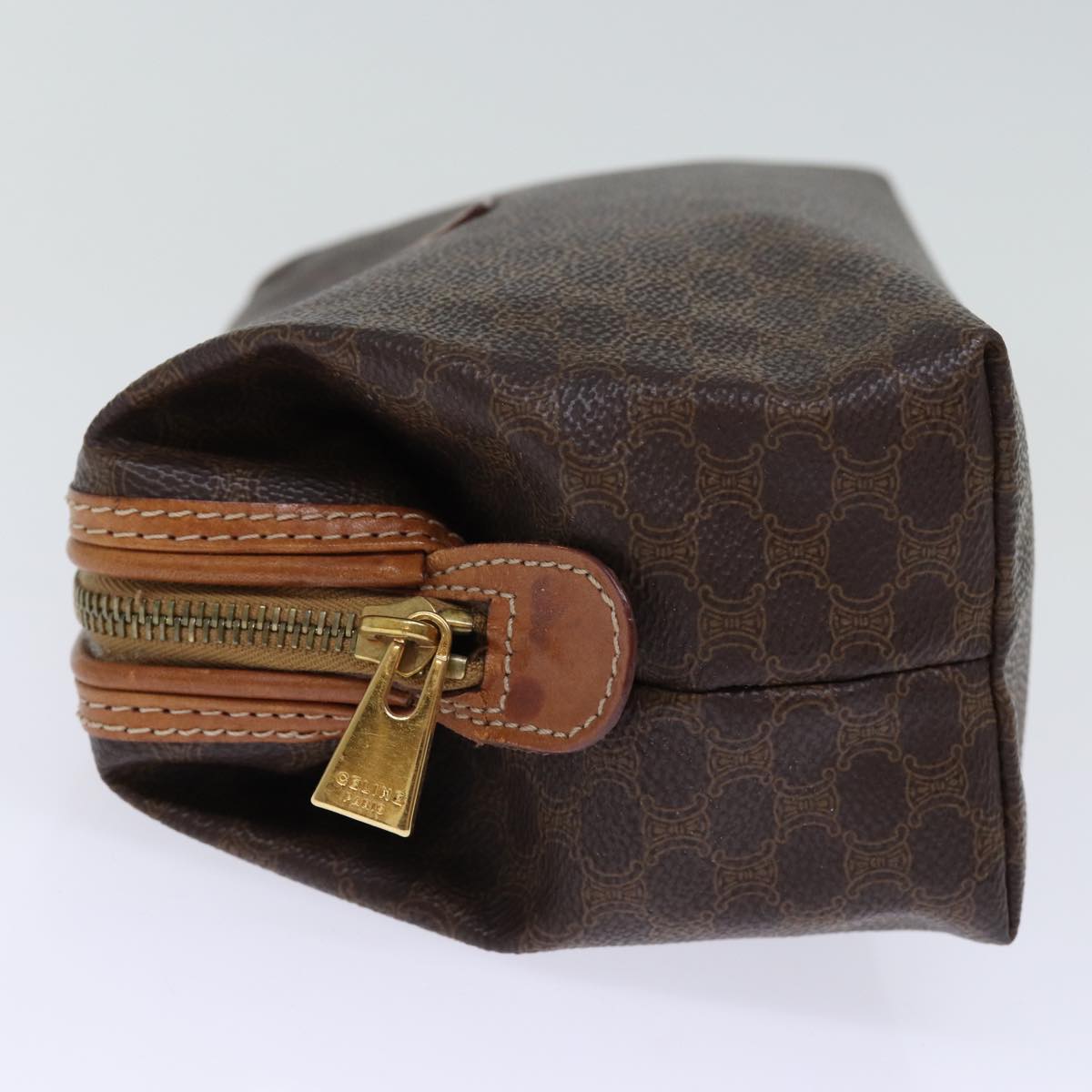 Luxury CELINE Macadam Canvas Pouch PVC Brown 12385