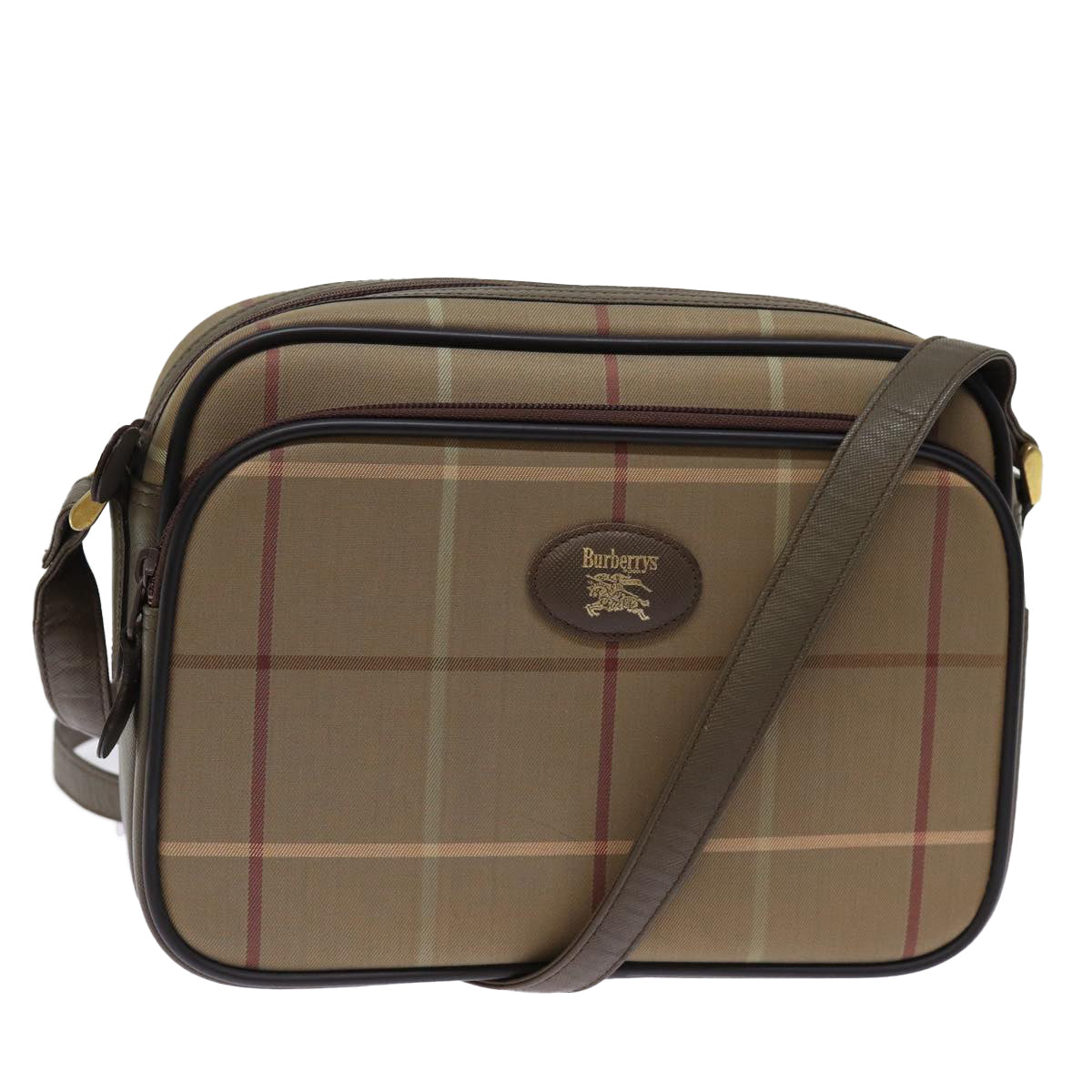 Luxury BurberrySs Nova Check Shoulder Bag Canvas Beige Auth yk12716
