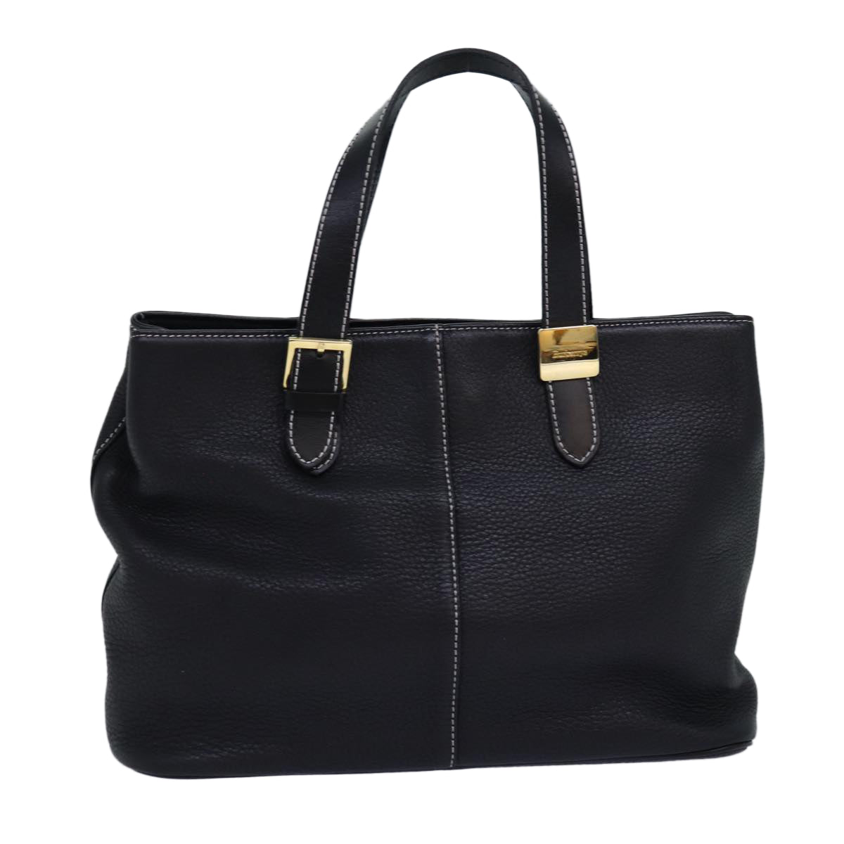 Luxury BurberrySs Hand Bag Leather Black Auth yk12762