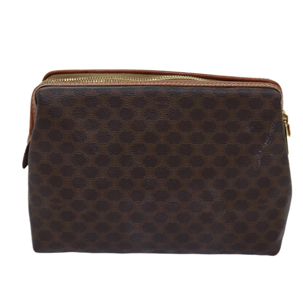 Luxury CELINE Macadam Canvas Pouch PVC Brown 12828