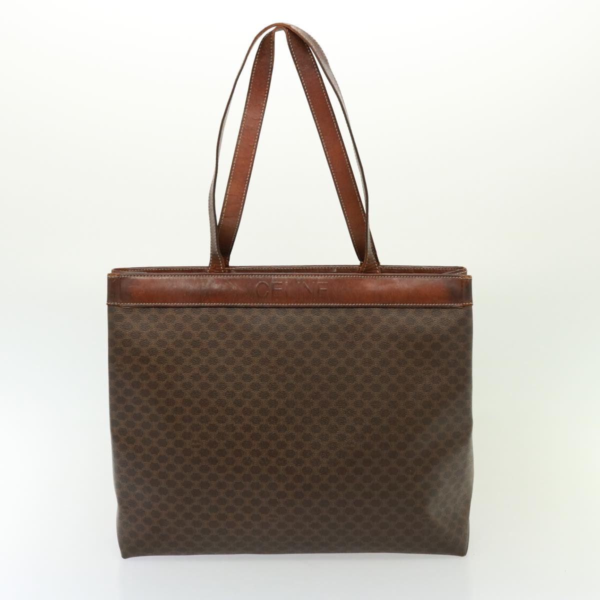 Luxury CELINE Shoulder Macadam Canvas Hand Bag PVC 3Set Brown 12914