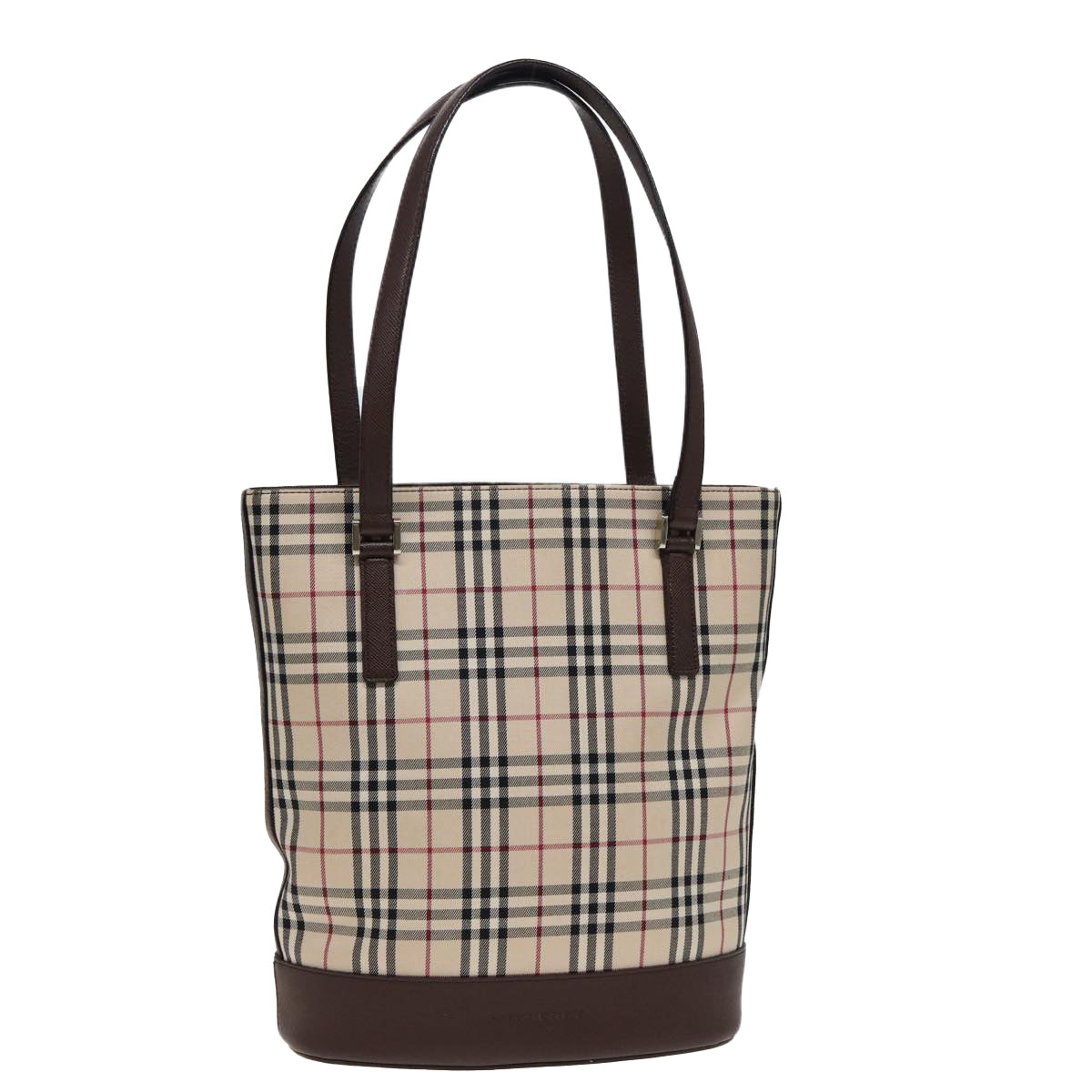 Luxury Burberry Nova Check Tote Bag Canvas Beige Auth yk13282