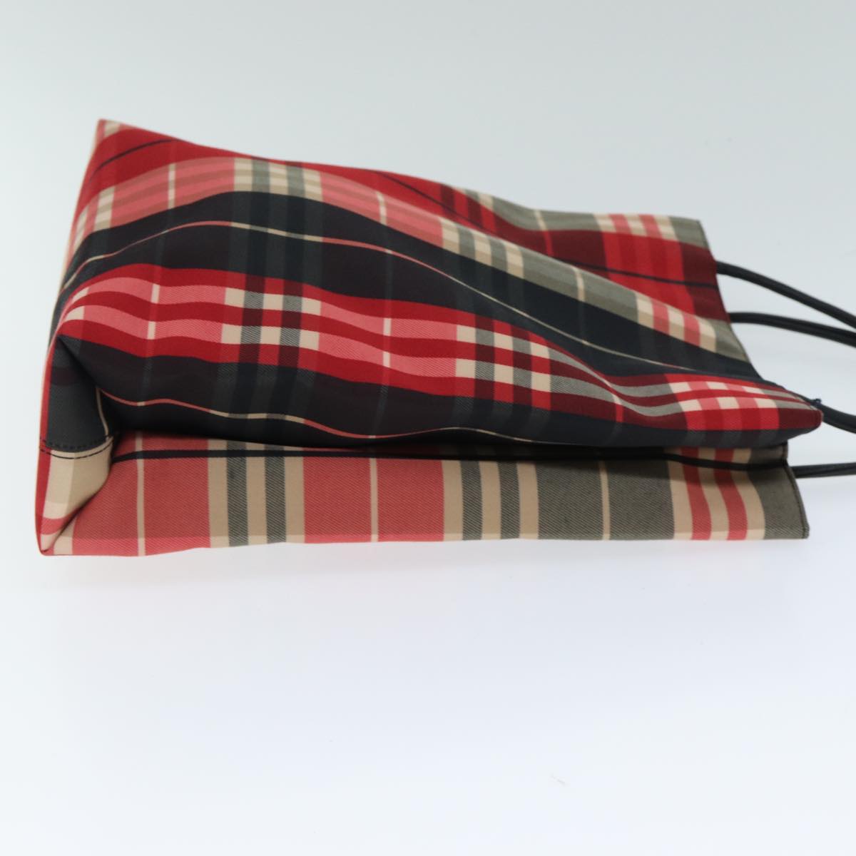 Luxury Burberry Nova Check Hand Bag Canvas Red Auth yk13550