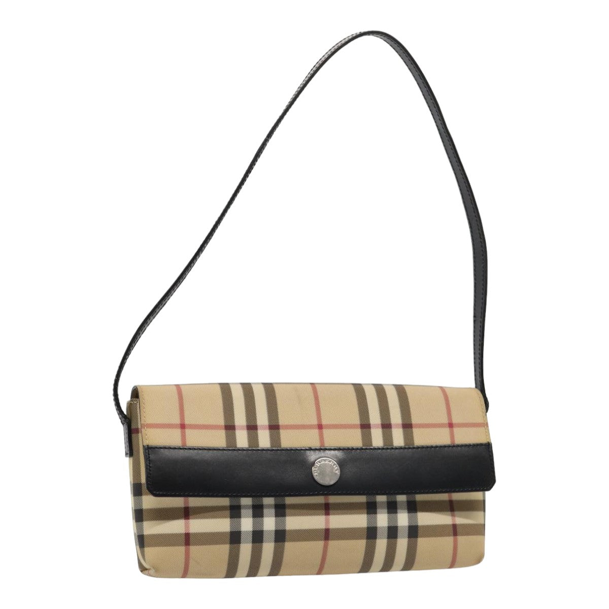 Luxury Burberry Nova Check Shoulder Bag PVC Beige Auth yk13998